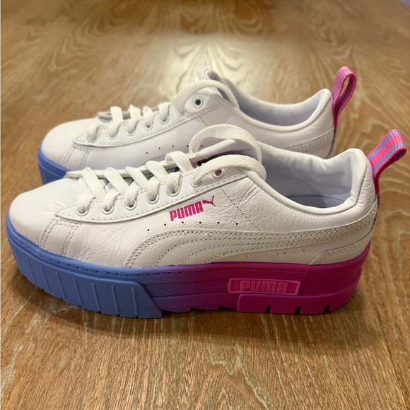 PUMA Mayze Fade White Gradient Platform Sneakers Women’s Size 6 - Picture 1 of 13